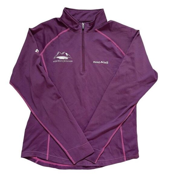 Montbell Womens Purple Quarter Zip Baselayer Hiking Long Sleeve Shirt Sz L - Picture 1 of 6
